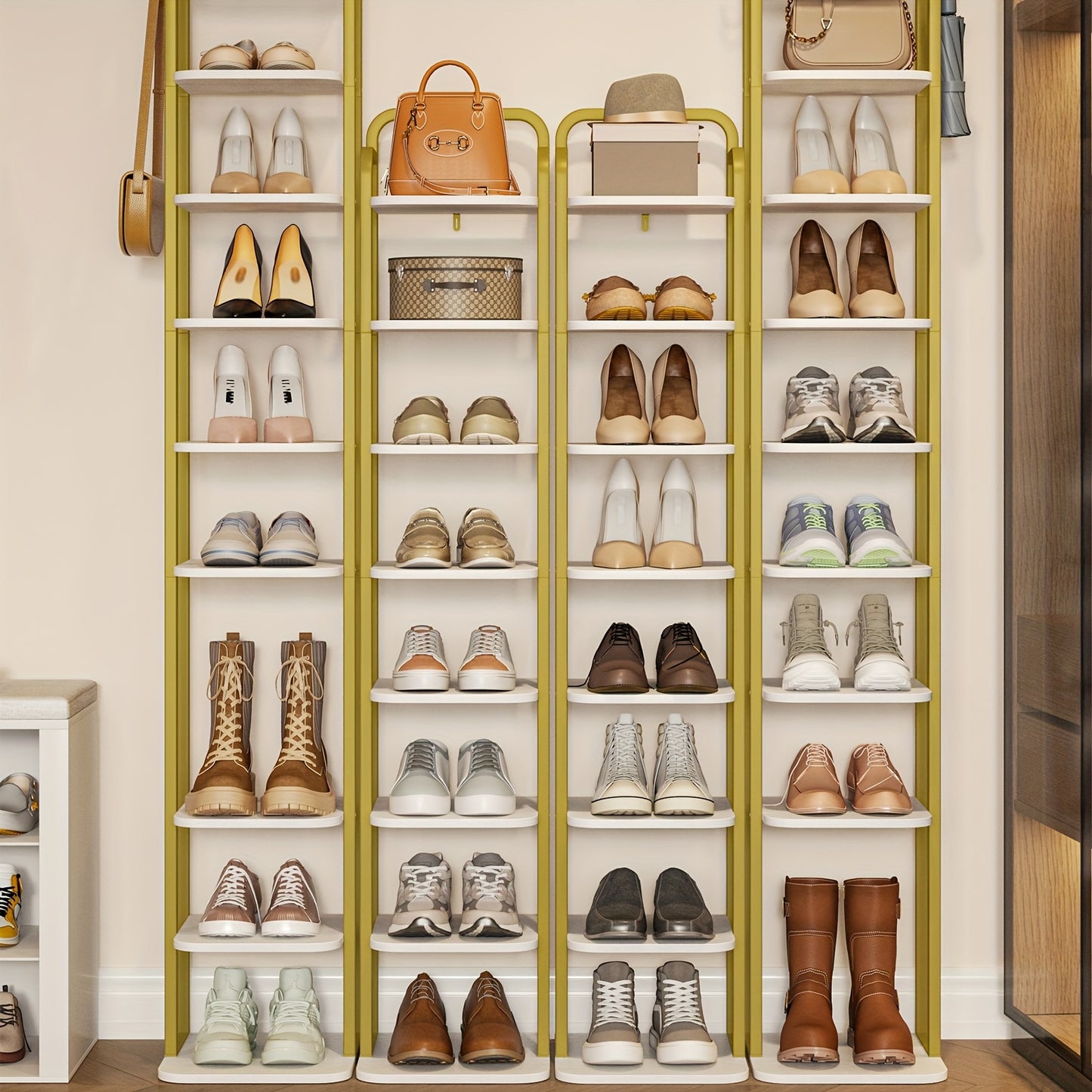 Scarpiera verticale, organizzatore per scarpe, torre portascarpe salvaspazio, autoportante, regolabile, 10 ripiani