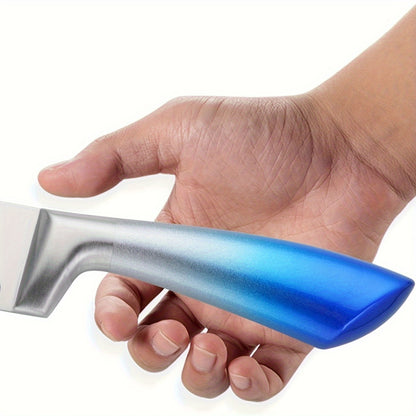 Set di 9 coltelli da cucina, realizzati in acciaio inossidabile forgiato ad alto tenore di carbonio con manici sfumati vivaci, elegante confezione regalo, perfetti come idea regalo per la casa o per le feste - Disponibili in blu, nero, rosso e viola