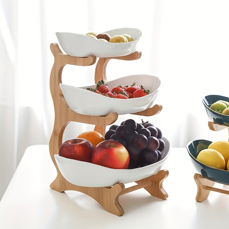 Cestino per Frutta a Due/Tre Ripiani, Scaffale Bianco per Frutta da Cucina, Set di Ciotole per Frutta, Portafrutta per Vassoi, Snack, Noci, Pane e Caramelle