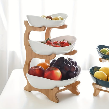 Cestino per Frutta a Due/Tre Ripiani, Scaffale Bianco per Frutta da Cucina, Set di Ciotole per Frutta, Portafrutta per Vassoi, Snack, Noci, Pane e Caramelle