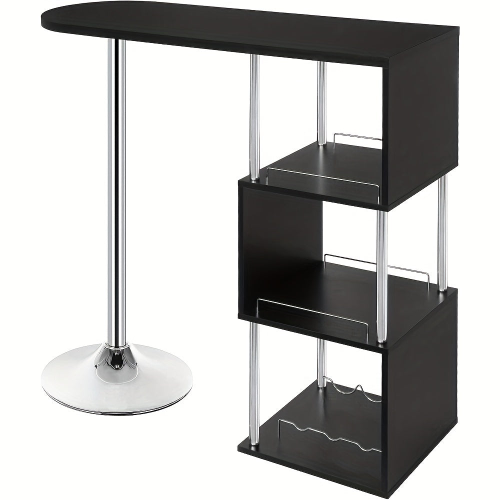 1 pz. Bancone Bar Tavolo da Bistrot Bancone Tavolo con 3 Ripiani con Portabottiglie in Metallo MDF Bianco 113 x 40 x 105 cm (L x P x A) Adatto per Cucina e Altri Luoghi