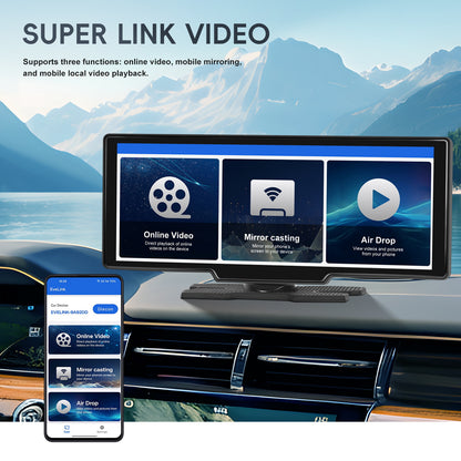Display Interattivi con Touch Screen Versione Aggiornata 10.26 Pollici Stereo Auto Portatile Wireless Carplay per Auto con Carplay e per Android Auto con Mirror Link/ Telecamera di Retromarcia/ Wireless/ Navigazione/ AUX per Tutti i Veicoli