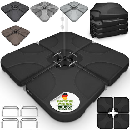 Tillvex® Supporti per Ombrelloni da Sole 60 Litri / 80 Kg - 4 Parti per Ombrellone con Semaforo Incluse Connettori in Metallo | Peso Ombrellone Riempibile con Acqua o Sabbia | Supporto per Ombrellone Resistente alle Intemperie per Balcone Esterno, Terrazz