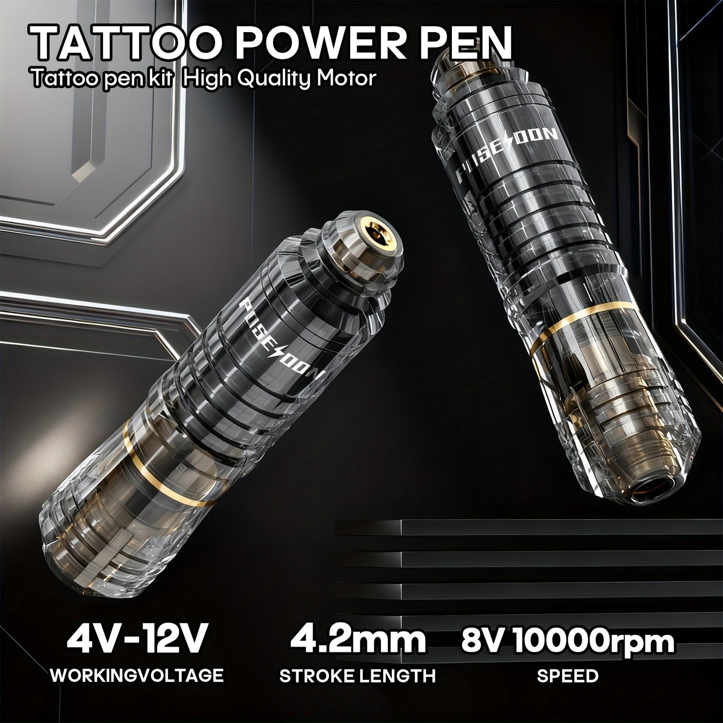 POSEIDON Kit Completo per Tatuaggio Rotativo con Display Digitale e Batteria da 1200mAh - Pistola per Tatuaggio Senza Fili con 10 Aghi e Cartucce, Kit Completo per Tatuaggio con 6 Colori di Inchiostri, Accessori per Tatuaggio per Principianti