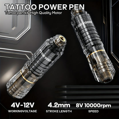 POSEIDON Kit Completo per Tatuaggio Rotativo con Display Digitale e Batteria da 1200mAh - Pistola per Tatuaggio Senza Fili con 10 Aghi e Cartucce, Kit Completo per Tatuaggio con 6 Colori di Inchiostri, Accessori per Tatuaggio per Principianti