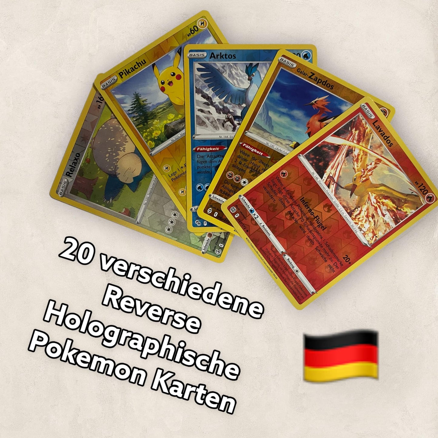 Carte Pokémon Originali 20, Inglese Reverse Holo Glitter, Carte Pokémon Rare Olografiche Reverse Varie da Set Attuali + Protezione Spedizione Heartforcards®