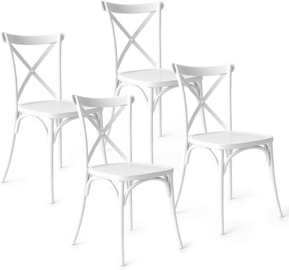 Baroni Home Set 4 Sedie in Plastica Bianca – Sedie Impilabili, Pronte all’Uso Senza Montaggio, Facili da Pulire, con Piedini Antiscivolo per Maggiore Stabilità – Ideali per Cucina, Soggiorno, Sala da Pranzo, Giardino, Terrazzo o Balcone – Sedute Comode e