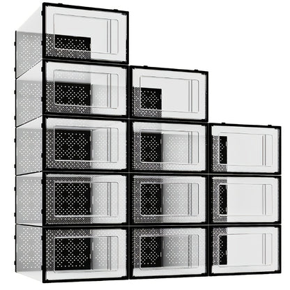 Set da 12 pezzi, Scatola per scarpe trasparente con apertura laterale, Scatola porta scarpe a grande capacità, Mobiletto/Scatola porta scarpe per la casa