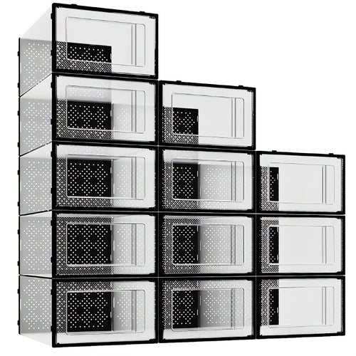 Set da 12 pezzi, Scatola per scarpe trasparente con apertura laterale, Scatola porta scarpe a grande capacità, Mobiletto/Scatola porta scarpe per la casa