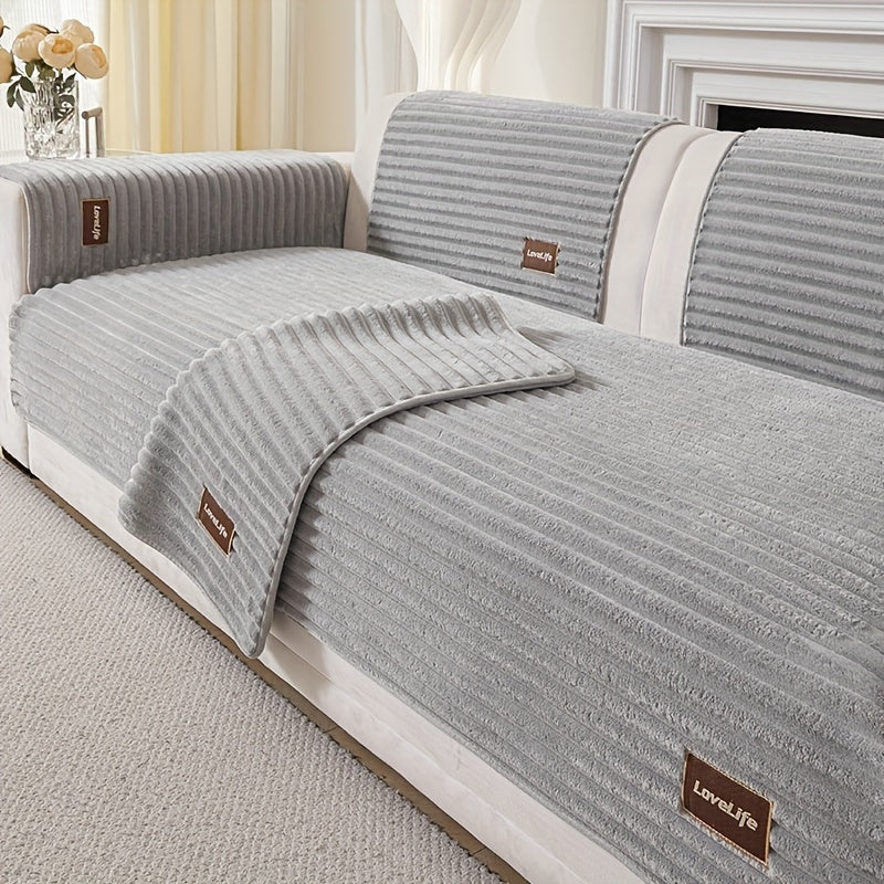 1 pz Copricuscino di lusso per divano | Protezione per cuscino divano in poliestere felpato con retro antiscivolo, texture morbida effetto flanella lavabile in lavatrice - Adatto agli animali domestici, adatto a tutti i tipi di divano, stile moderno