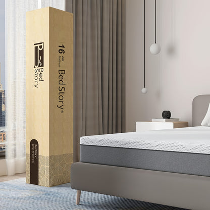 Il materasso ergonomico BedStory combina traspirabilità naturale e vestibilità anatomica per un sonno rinfrescante, con un generoso spessore di 16 cm.