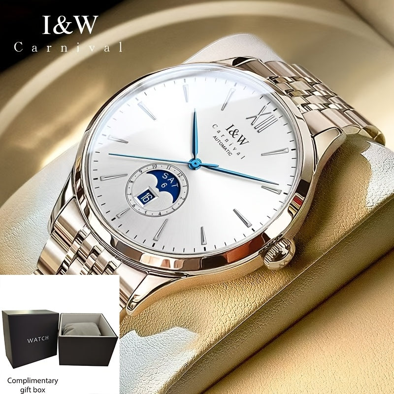I&W Carnival High-End Brand Orologio Meccanico da Uomo in Acciaio Inossidabile con Mirino in Sapphire, Orologio Sportivo alla Moda da Uomo, Regali per le Vacanze, Senza Batteria