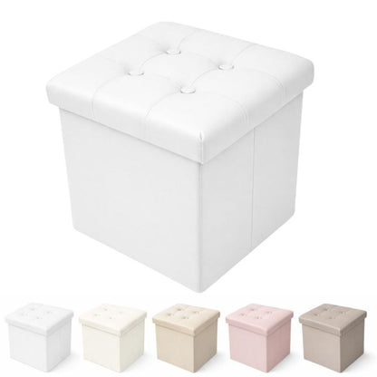 Cecaro Group Pouf Cubo Contenitore in Ecopelle Cecaro Group – 38x38 cm – Seduta Imbottita con Baule Salvaspazio – Trapuntato con Bottoni – Vari Colori