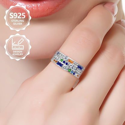 Anello da donna in argento sterling 925, squisito e alla moda, elegante e di tendenza, un anello di gioielleria da donna di alta gamma con un'aspetto raffinato, adatto per viaggi di vacanza, uso quotidiano e un regalo commemorativo ideale per gli amici