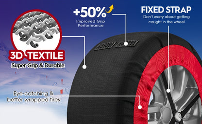 Highsam Super Grip Snow EN 16662-1, Catene da Neve per Auto, 2 Paia di Calze da Neve in Tessuto Lavabili per Pneumatici di Camion e Auto