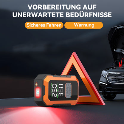 Avviatore di emergenza per auto 12000A con compressore d'aria, pompa di gonfiaggio per pneumatici senza fili, booster per batteria con power bank e torce LED, scatola di avviamento automatico 12V per tutti i veicoli a benzina o diesel da 10.0L, doppio dis