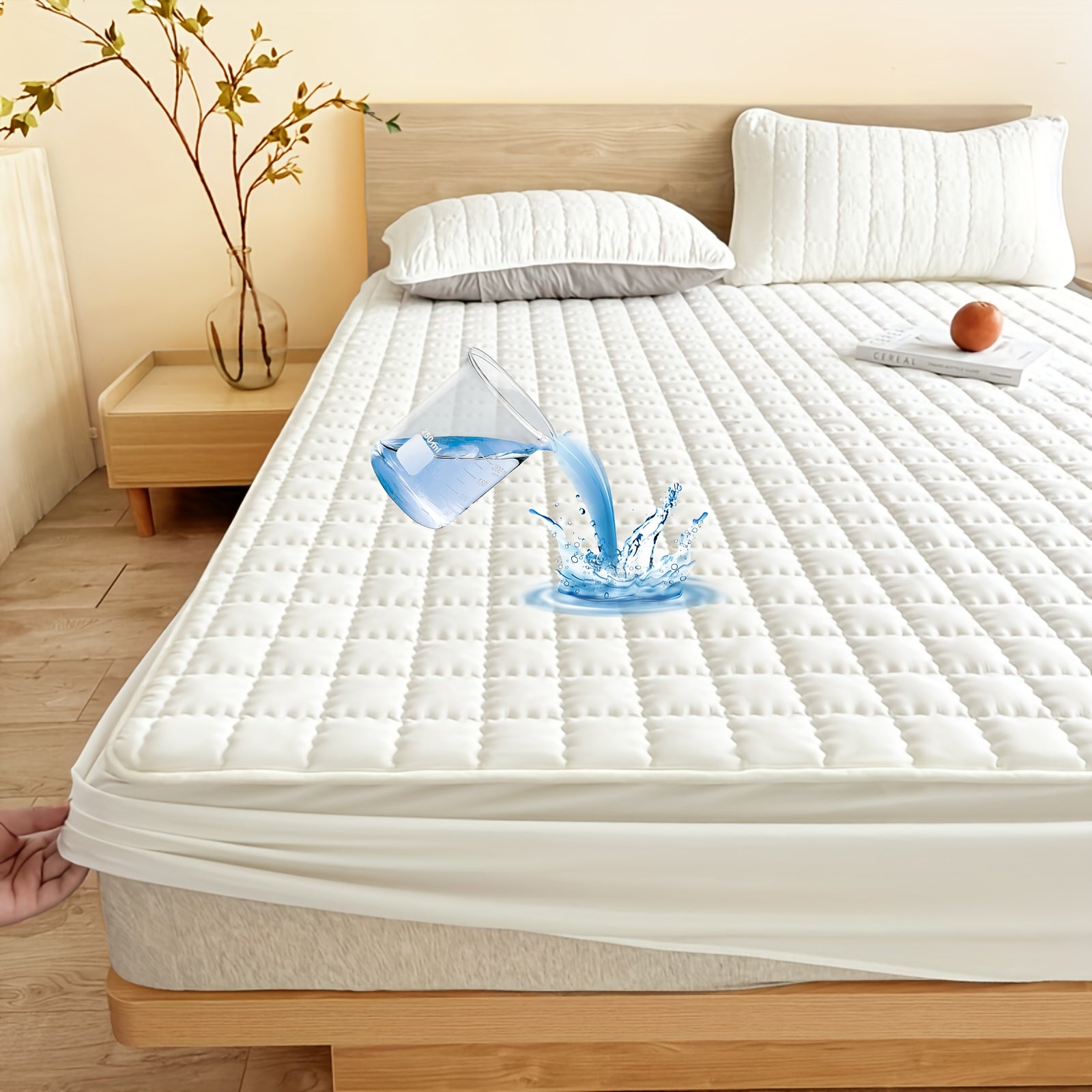 1pz Coprimaterasso Impermeabile, Lavabile in Lavatrice, Disponibile in Diverse Misure, Ultra Morbido e Confortevole Coprimaterasso Spesso, Adatto per Camera da Letto, Camera degli Ospiti, Protezione per Materasso d'Hotel (esclusi Cuscino e Federa)