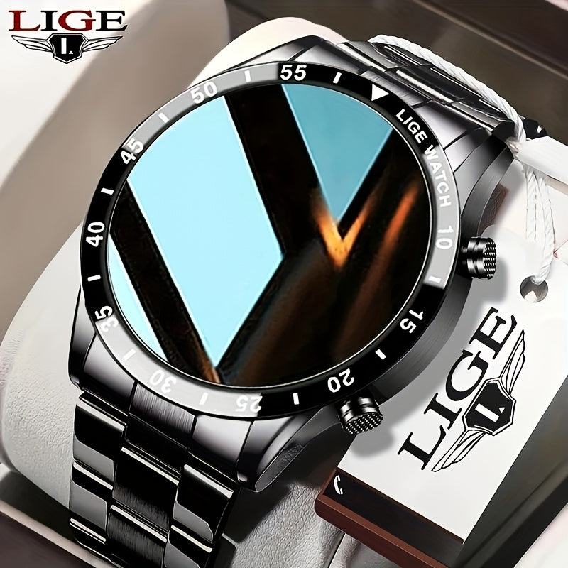 Orologio Intelligente LIGE con Schermo Touch Completo da 3,53 cm. Funzione di Controllo Musicale/Avviso Informazioni Chiamate/Conteggio Calorie. Orologi da Polso Sportivi Multifunzionali per Esterni per Android e iPhone. Adatto per Regali a Uomini