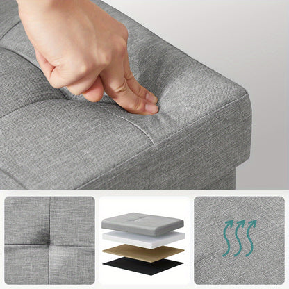 SONGMICS Panca Contenitore, Poggiapiedi Pieghevole, Pouf, 38 X 110 X 38 Cm, Supporta Fino a 300 Kg, per Soggiorno, Camera da Letto, Ingresso