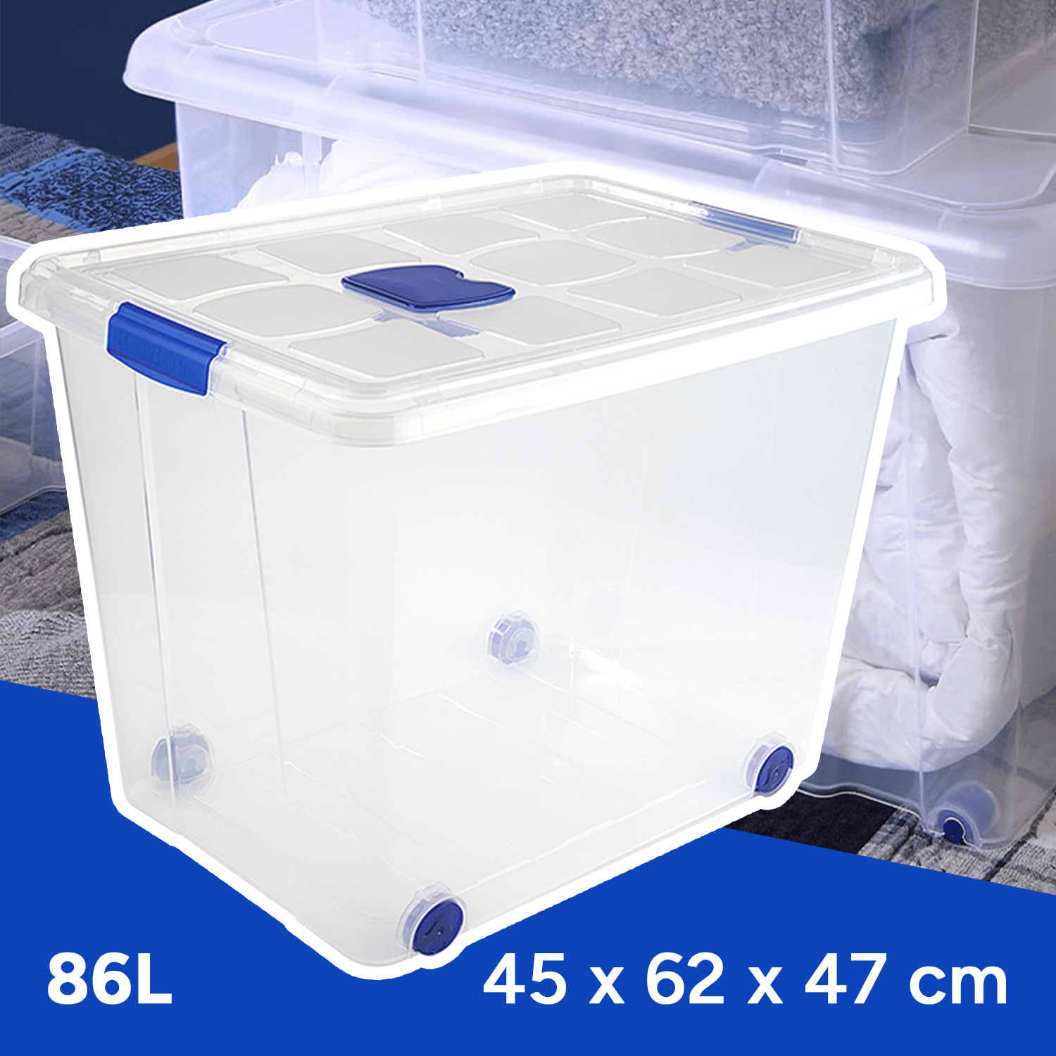 Scatola di Plastica per Organizzare Giocattoli, Libri, Documenti e Coperte - Chiusura Ermetica, Grande Capacità e Resistente - Dekohome