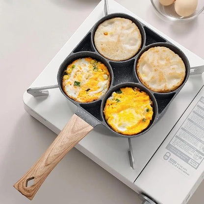 Padella Antiaderente a 4 Fori in Alluminio Perfetta per Uova Pancake Hamburger o Frittate