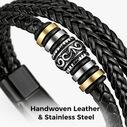 Bracciale da uomo in pelle, bracciale nero intrecciato con chiusura magnetica in acciaio inossidabile, regalo per uomo per San Valentino e compleanno, 21 cm adatto alla maggior parte