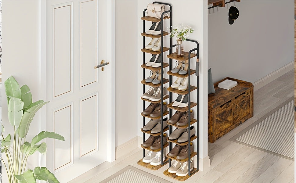 Scarpiera verticale, organizzatore per scarpe, torre portascarpe salvaspazio, autoportante, regolabile, 10 ripiani