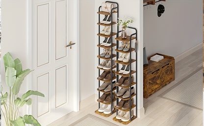 Scarpiera verticale, organizzatore per scarpe, torre portascarpe salvaspazio, autoportante, regolabile, 10 ripiani