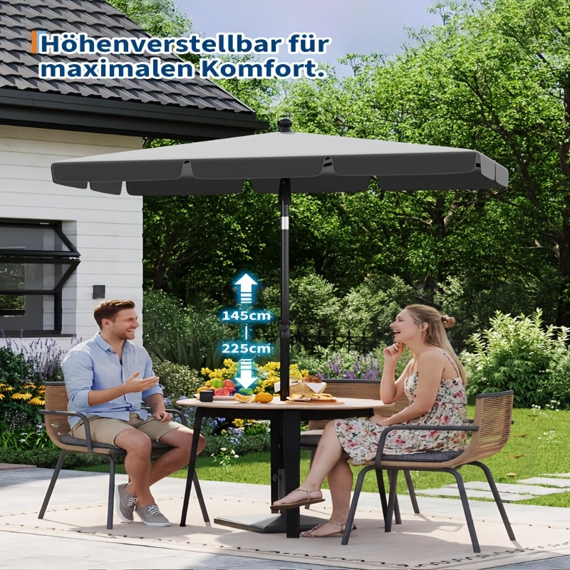 Ombrellone da esterno rettangolare 200X125Cm UPF 50+ Protezione UV - Altezza regolabile, inclinazione a 45 gradi con borsa per il trasporto e staffa per ringhiera balcone - Struttura antiruggine resistente alle intemperie per giardino terrazza balcone spi