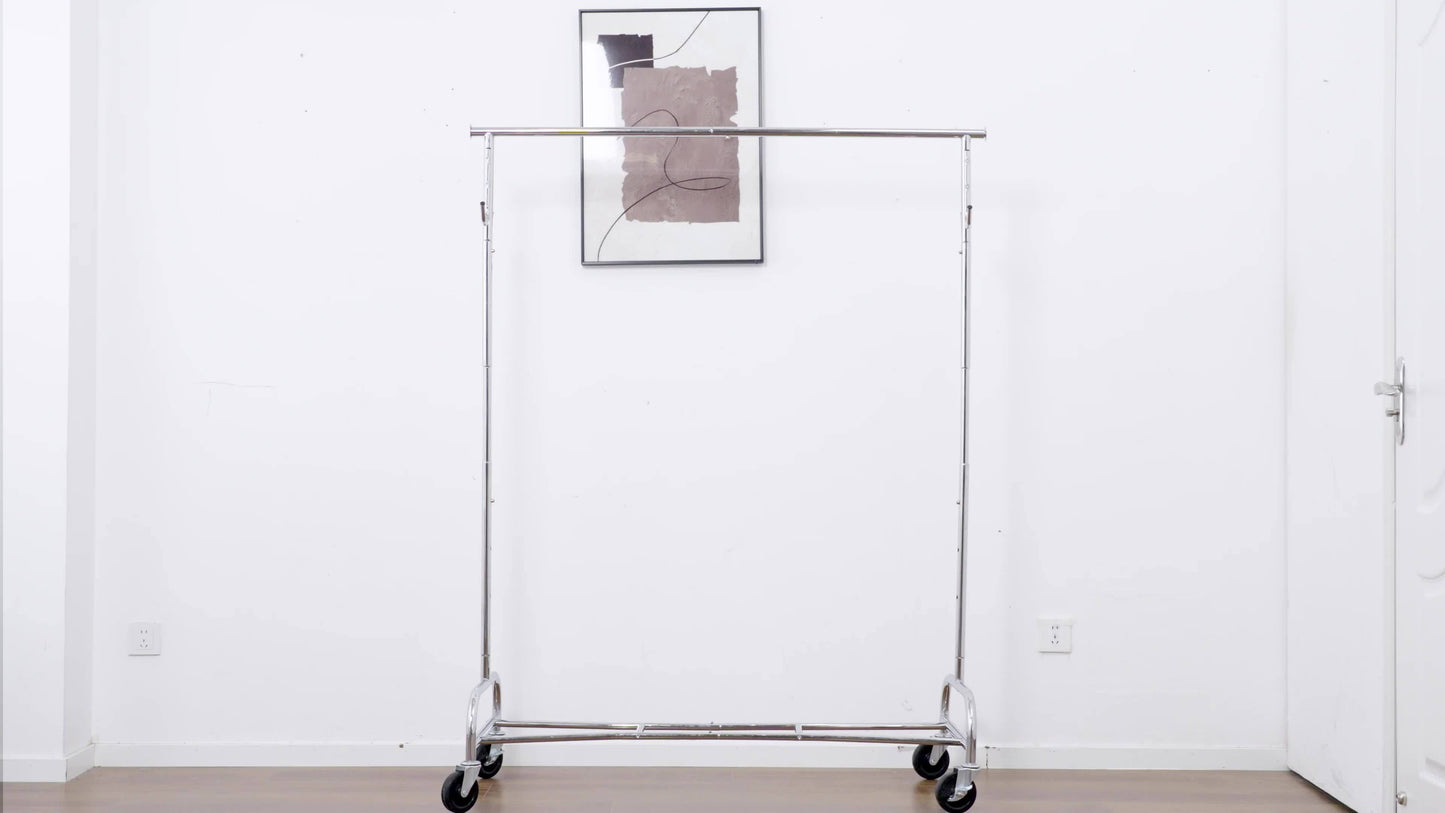Appendiabiti Robusto Porta 150 Kg, Stoccaggio Indumenti in Metallo, Ruote Bloccabili e Fermapiedi Antiscivolo, Stendibiancheria con Ruote per Camera da Letto e Lavanderia