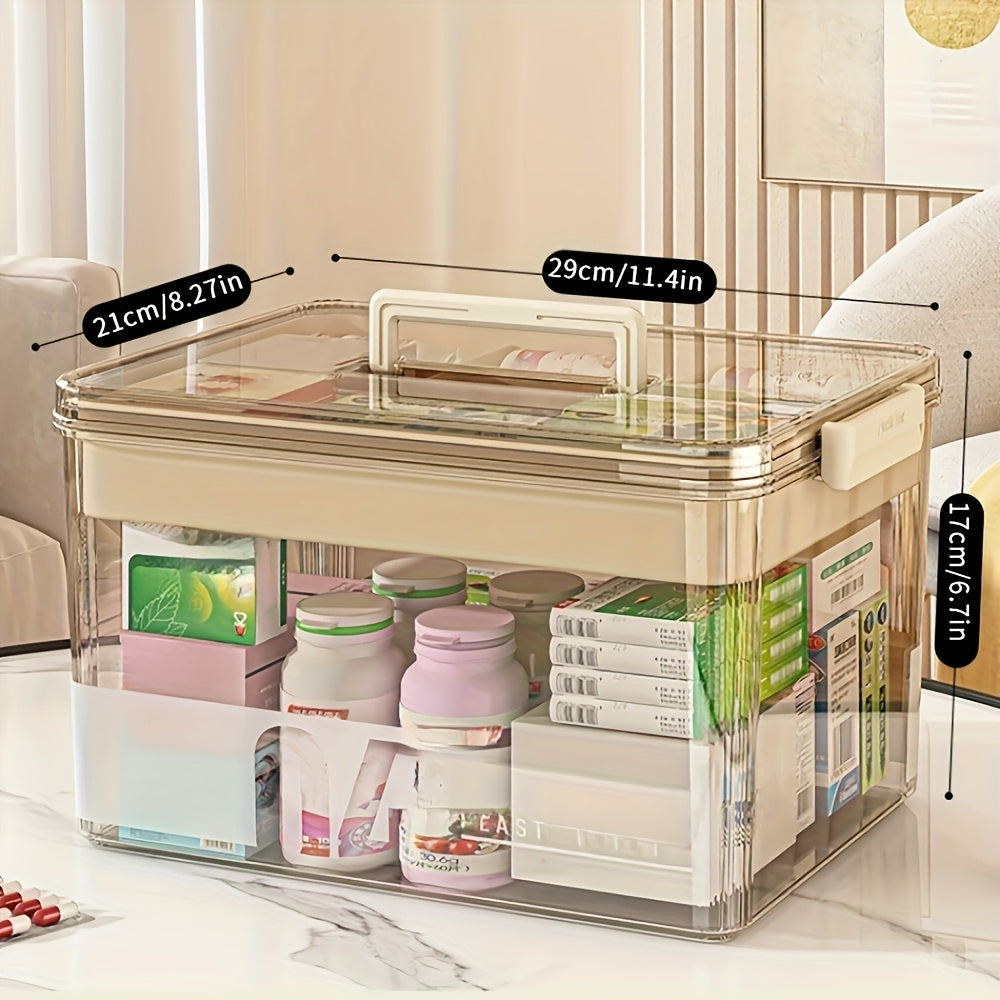 Organizzatore Medico a 3 Ripiani - Scatola Portaoggetti per Medicinali Familiari di Grande Capacità con Chiusura a Scatto Sicura, Design Portatile Resistente per Casa/Viaggio/Ufficio, Regalo Essenziale per la Salute e la Sicurezza Ideale