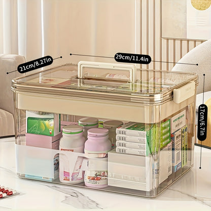 Organizzatore Medico a 3 Ripiani - Scatola Portaoggetti per Medicinali Familiari di Grande Capacità con Chiusura a Scatto Sicura, Design Portatile Resistente per Casa/Viaggio/Ufficio, Regalo Essenziale per la Salute e la Sicurezza Ideale
