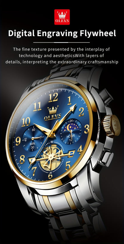 OLEVS Orologi da Uomo Classici Business Dress Analogico Quarzo Quadrante Digitale Orologio da Uomo Moda Lusso Bracciale in Acciaio Inossidabile Luminoso con Calendario Orologio da Polso da Uomo Regali Romantici Relojes De Hombre Quadrante Blu/Nero/Bianco/