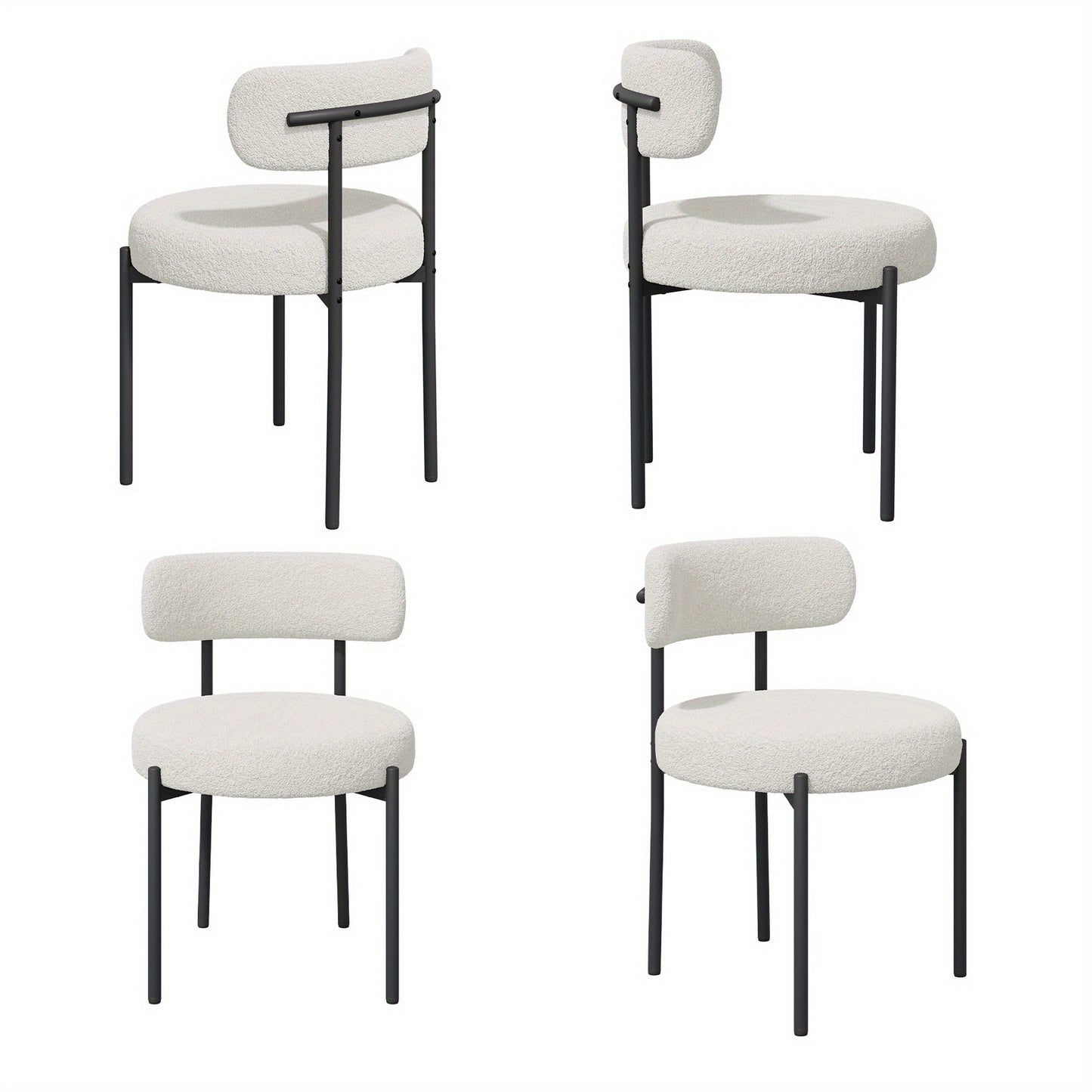 Set di 2 sedie da pranzo, sedia da pranzo rotonda, con schienale curvo e cuscino spesso, seduta ampia e confortevole, gambe in metallo, magazzino locale