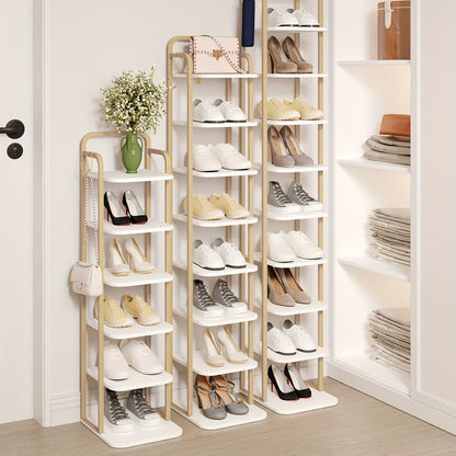 Rack per scarpe verticale, ripiani per scarpe, torre per scarpe per spazi piccoli, autoportante, regolabile, risparmia spazio, 10 livelli