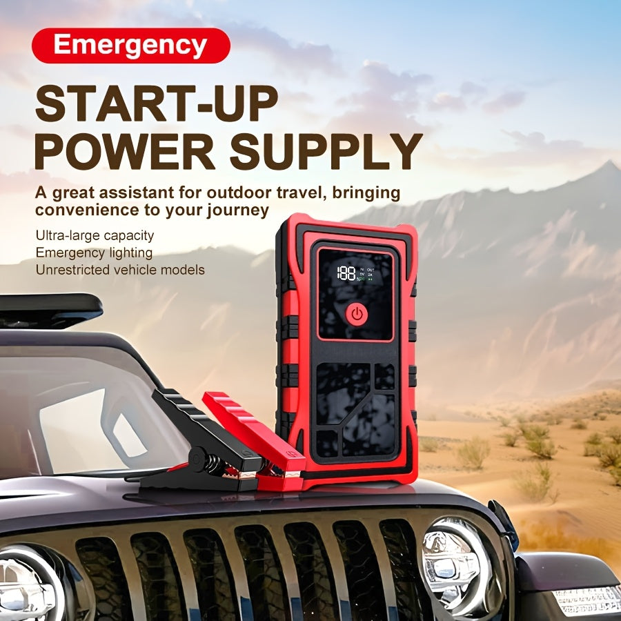 Avviatore d'emergenza per auto 6000A-8000A, display a LED, torcia a LED, ricarica rapida USB, batteria integrata ad alta capacità, portatile e facile da usare, avviatore per auto