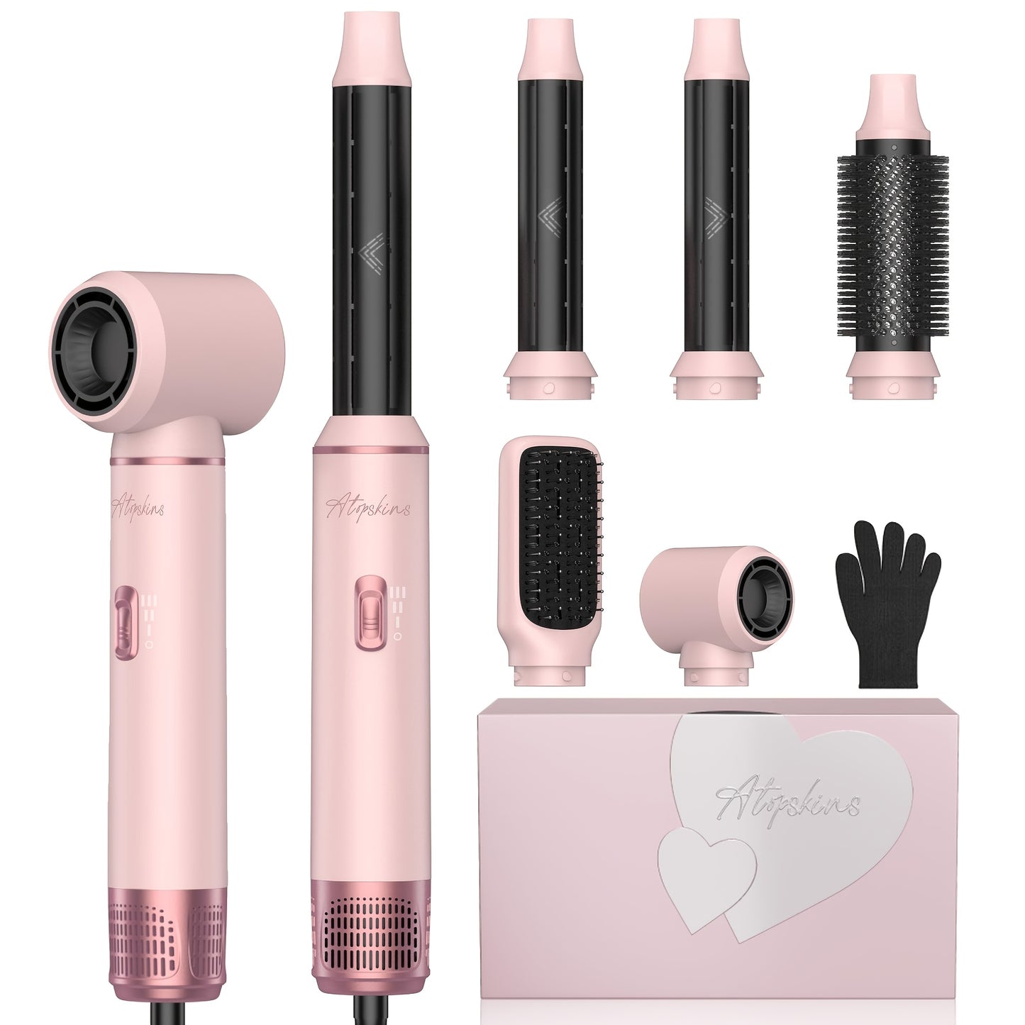 Hairstyler 5-In-1 Hair Styler Airbrush, Set Styler per Capelli con Spazzola Rotonda Asciugacapelli, Styler per Capelli con Aria Calda, Arricciacapelli, Spazzola Termica ad Aria per Capelli, Set Styler per Lisciare, Asciugare, Voluminizzare