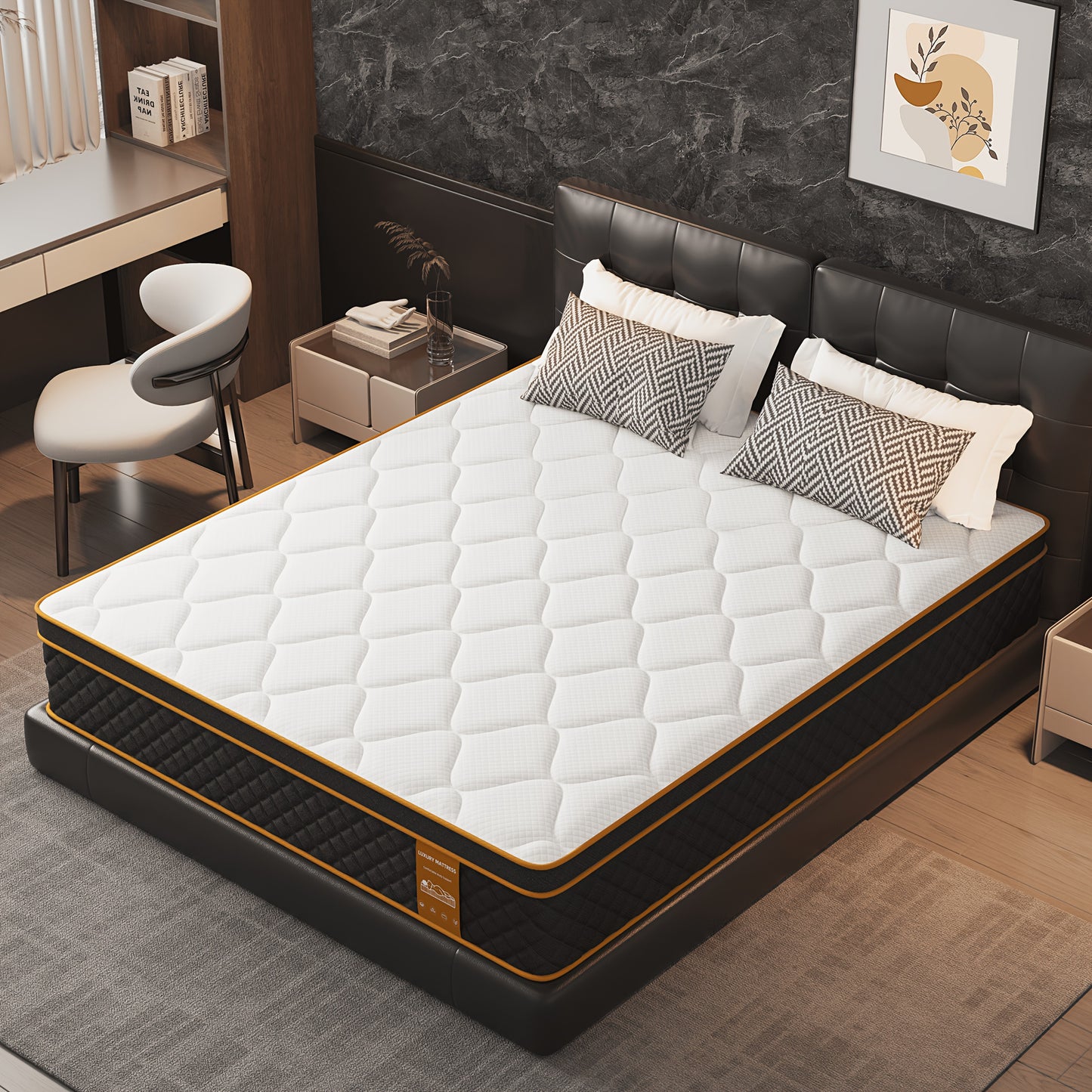 Materasso, Materasso ibrido in memory foam da 10 pollici (confezionato), Media rigidità, Molla a sacco per il sollievo dalla pressione, Isolamento del movimento. Disponibile in varie misure