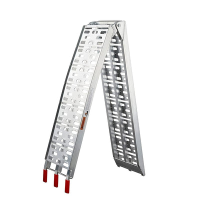 Rampa di Carico Pieghevole, con Capacità di Carico di 340 kg per Rampa. Adatta per Rimorchi e Binari di Carico. Rampa Antiscivolo Adatta per Moto, ATV, Quad e Autovetture. Rampa di Carico in Alluminio. 1 pz, 226 cm, Pieghevole.