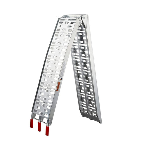 Rampa di Carico Pieghevole, con Capacità di Carico di 340 kg per Rampa. Adatta per Rimorchi e Binari di Carico. Rampa Antiscivolo Adatta per Moto, ATV, Quad e Autovetture. Rampa di Carico in Alluminio. 1 pz, 226 cm, Pieghevole.