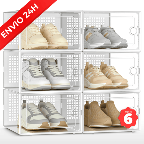 RELAXTY Organizzatore Scarpe – Scatole per Scarpe Impilabili Trasparenti con Apertura Frontale, Sistema Anti-Ribaltamento e Ventilazione