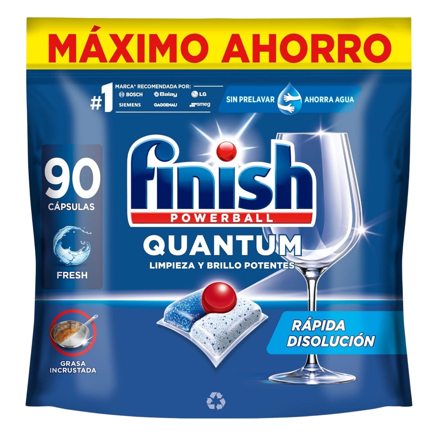 Finish Quantum Powerball 90 Capsule (936G) - Detersivo per lavastoviglie con effetto lucido e pulizia profonda