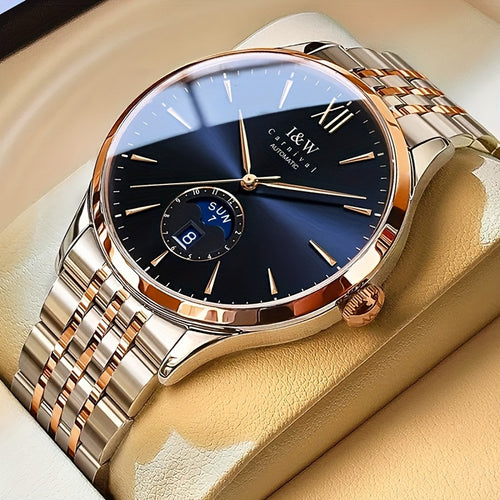 I&W Carnival High-End Brand Orologio Meccanico da Uomo in Acciaio Inossidabile con Mirino in Sapphire, Orologio Sportivo alla Moda da Uomo, Regali per le Vacanze, Senza Batteria