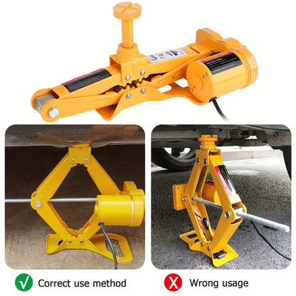 Cric a forbice da 3 tonnellate elettrico per auto, kit da 12V CC, kit di attrezzi per martinetto per pneumatici, martinetto a carrello con sollevamento manuale a risparmio di fatica per auto, SUV, furgone, riparazione e cambio pneumatici, kit di emergenza