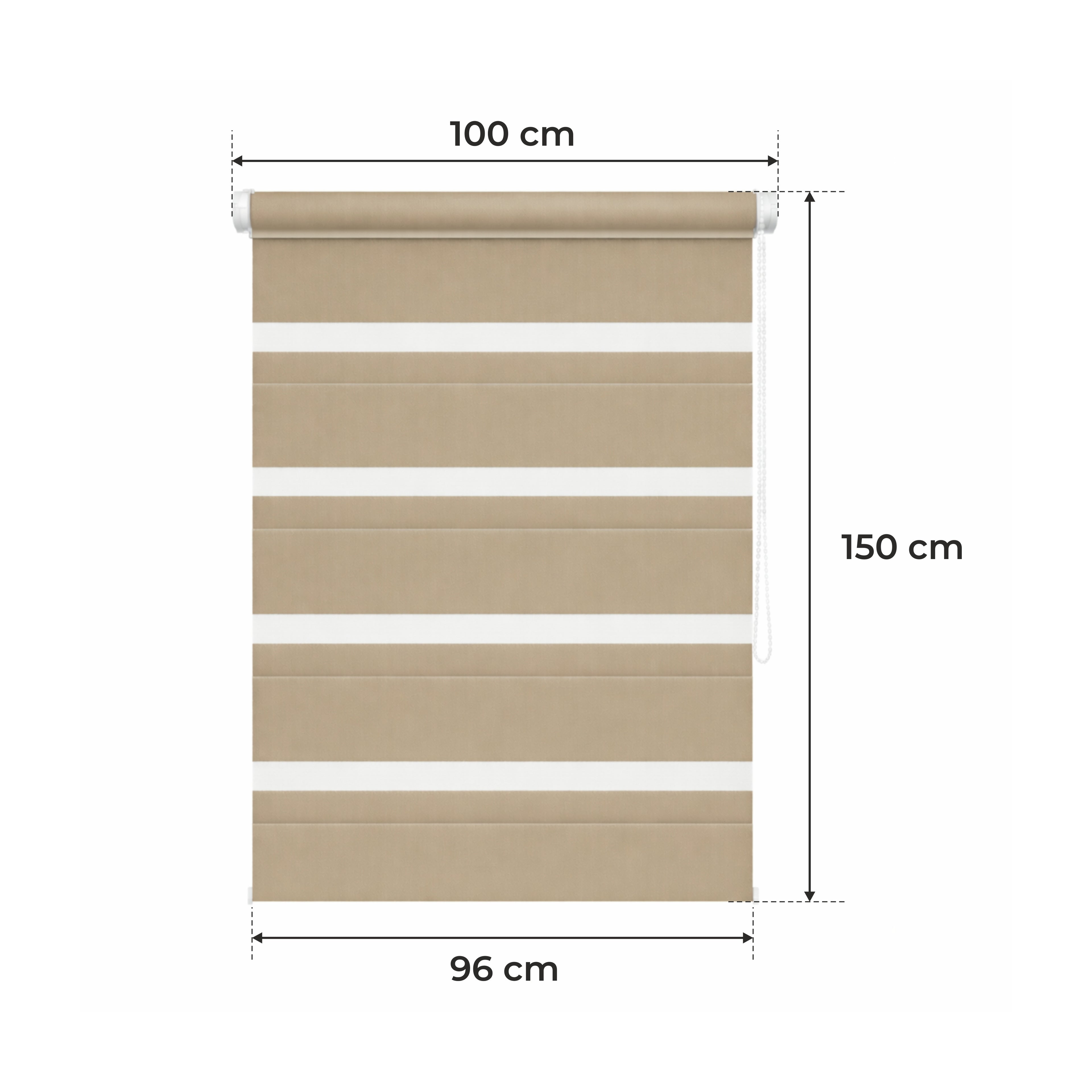 Tenda a rullo giorno e notte - MARRONE CHIARO - 32 misure - BOJANEK DAY & NIGHT - Installazione finestra non invasiva, nessuna foratura richiesta, regolazione a catena, supporti regolabili per vari spessori di finestra, design moderno, protezione dalla lu