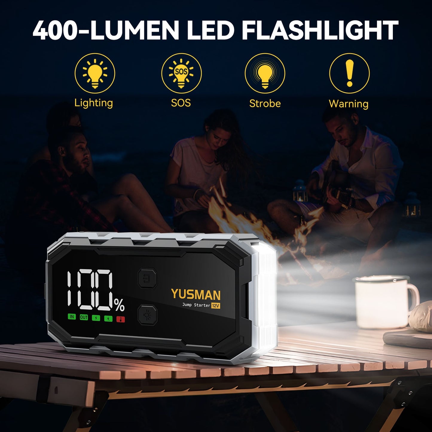 Avviatore di emergenza per auto 10000A/9500A, booster di batteria portatile 12V per tutti i veicoli a benzina/diesel fino a 10 litri, ricarica rapida QC3.0, schermo LCD, luce di emergenza a LED, borsa di stoccaggio in EVA opzionale