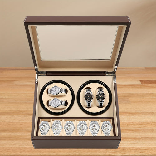 Custodia portaorologi marrone per orologi da casa, scatola per 4+6 orologi, decorazione per la casa