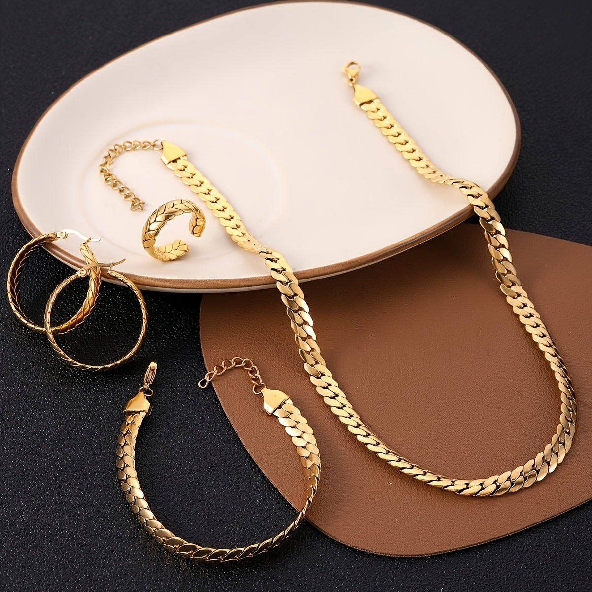 ARTPAGE, Set di gioielli da donna in argento 925, collana + braccialetto + orecchini + anello/ Set da 4 pezzi. Peso totale del prodotto (93,31 g), glamour ed elegante, il regalo perfetto per le donne, ideale per San Valentino, fornito con una squisita con