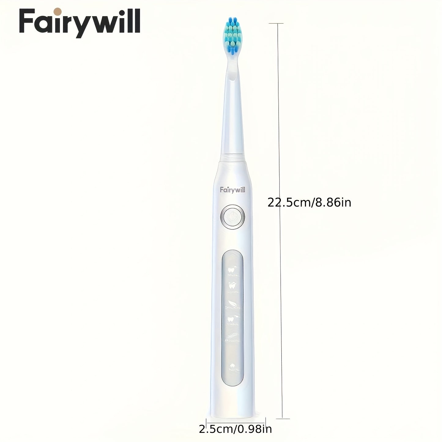 Fairywill Spazzolino Elettrico per Adulti, Ricaricabile USB con Testine, 5 Modalità di Pulizia, Timer, Ricarica Rapida in 3 Ore