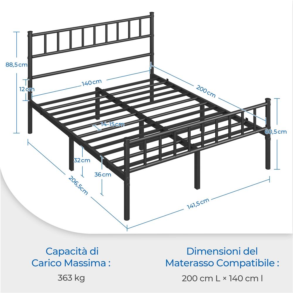 Costoffs Struttura Letto Moderno in Metallo con Testiera e Pediera con Spazio di Archiviazione per Appartamento Camera da Letto